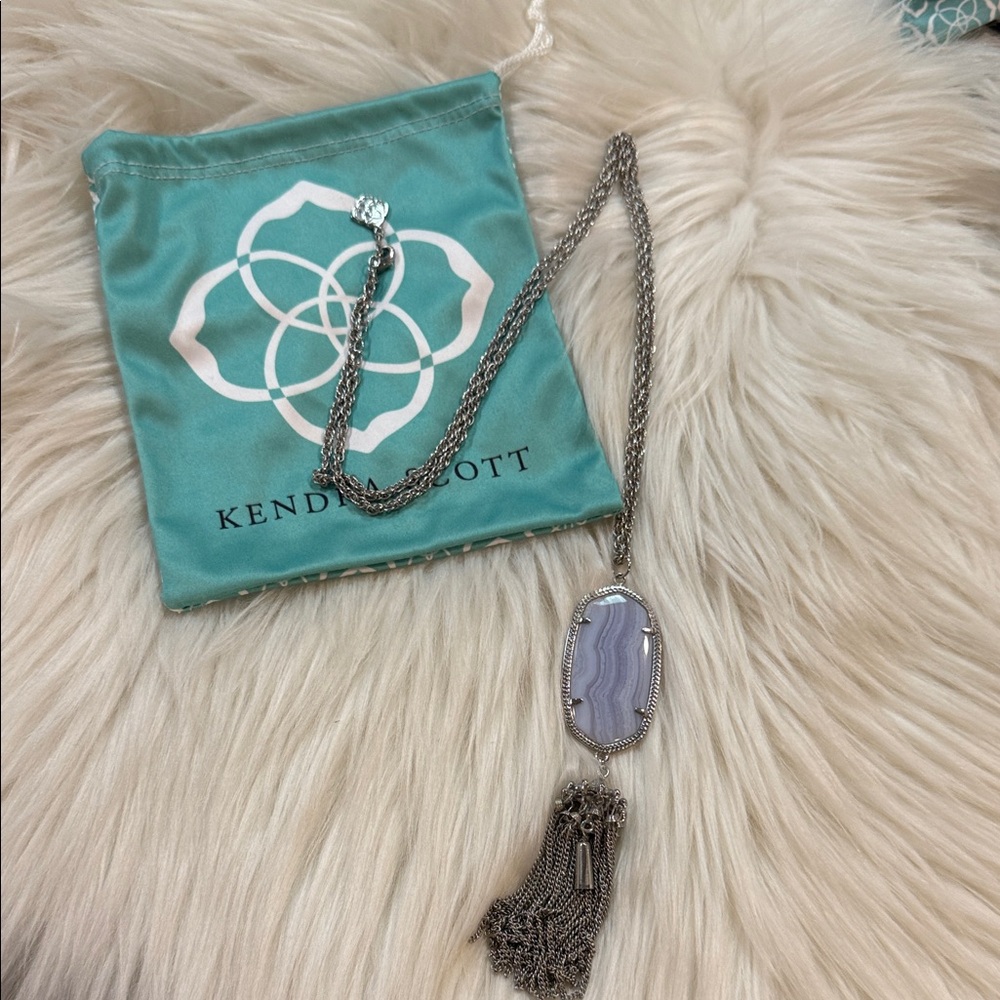 Kendra Scott Silver and Gray Pendant Necklace